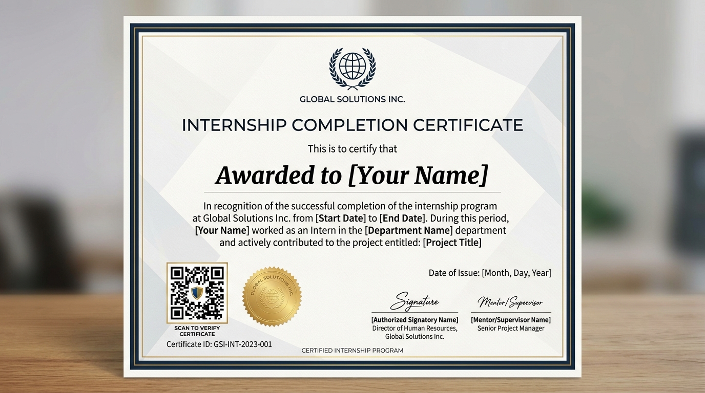 Internship Certificate Preview